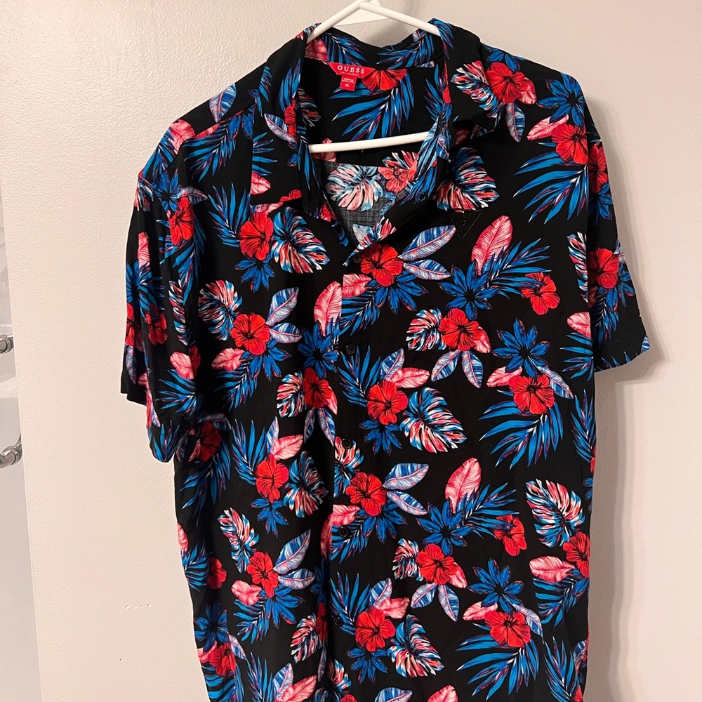 Guess Black Floral Men's Shirt